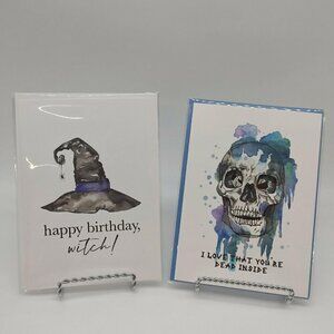Halloween Themed Greeting Cards Happy Birthday Witch Dead Inside Envelopes Set 2